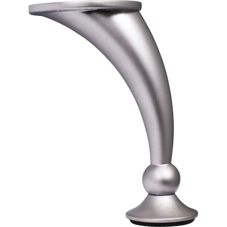 Hardware Resources Adjustable 4-1/2" - 4-5/8" Dull Chrome Round Curved Metal Furniture Leg 89102-DC